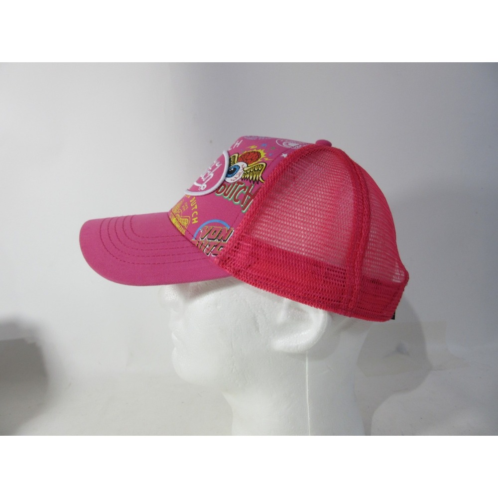 Von Dutch Hat Pink Graphic Patch Embroidered Graffiti Y2K Logo Trucker Snapback